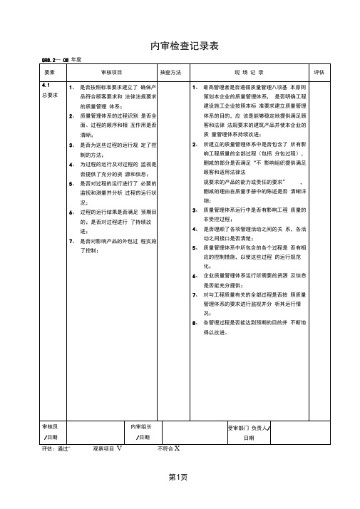 内审检查记录表共58页文档