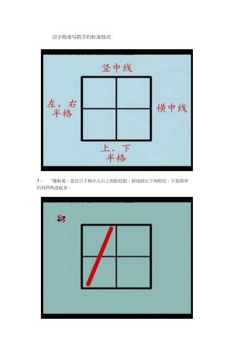 田字格里写数字的标准格式