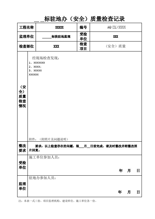 (安全)质量周例行巡检检查记录-