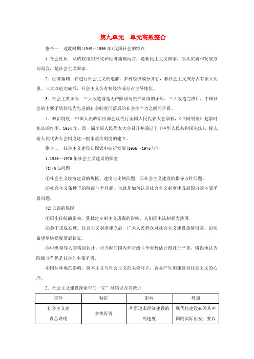 2019-2020学年新教材高中历史 第九单元 中华人民共和国成立和社会主义革命与建设单元高效整