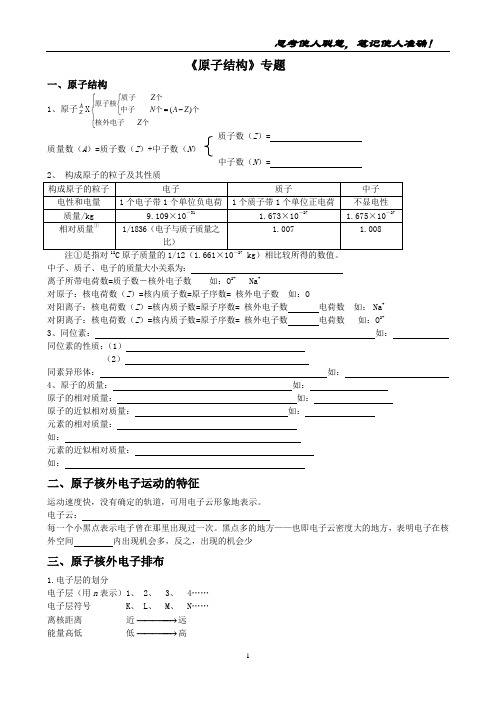 《原子结构》学生笔记