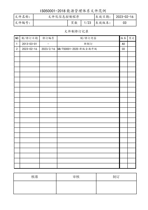 ISO50001文件化信息控制程序