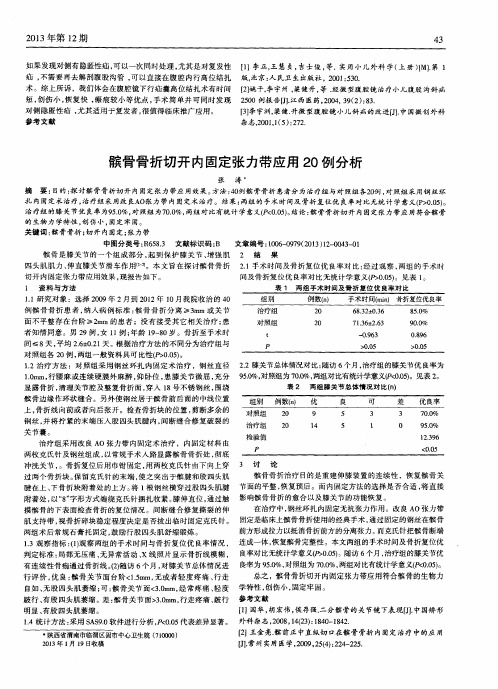 髌骨骨折切开内固定张力带应用20例分析