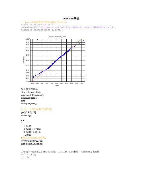 Matlab易懂例题编程