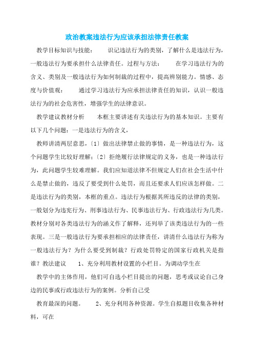 政治教案违法行为应该承担法律责任教案