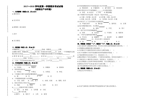 《植物生产与环境》期末考试卷