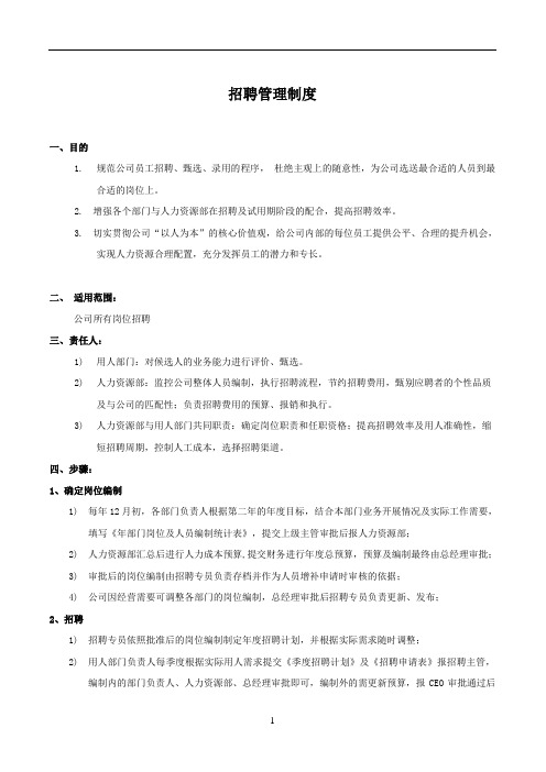 互联网公司招聘管理制度