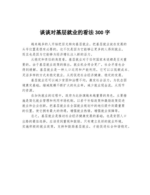 谈谈对基层就业的看法300字