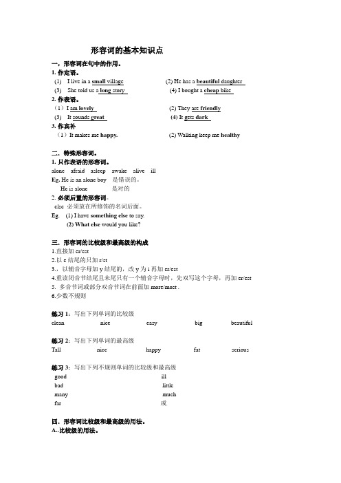 (完整版)形容词基本知识点,推荐文档