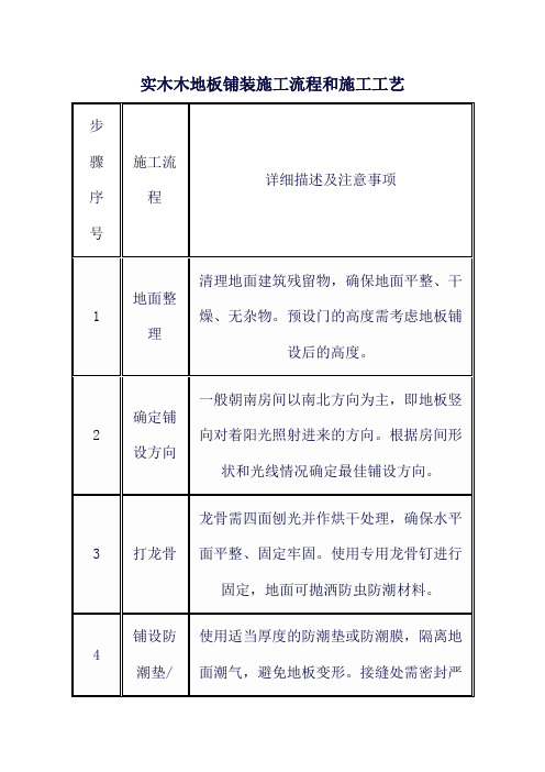 实木木地板铺装施工流程和施工工艺