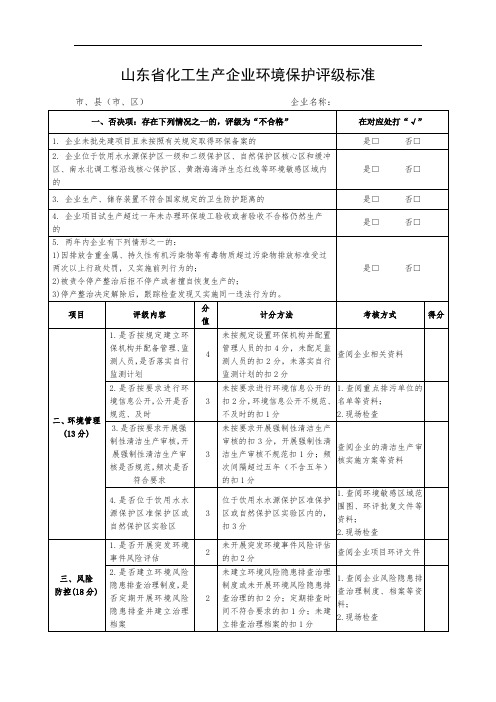 环保评级标准