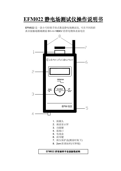 EFM022静电场测试仪操作说明书