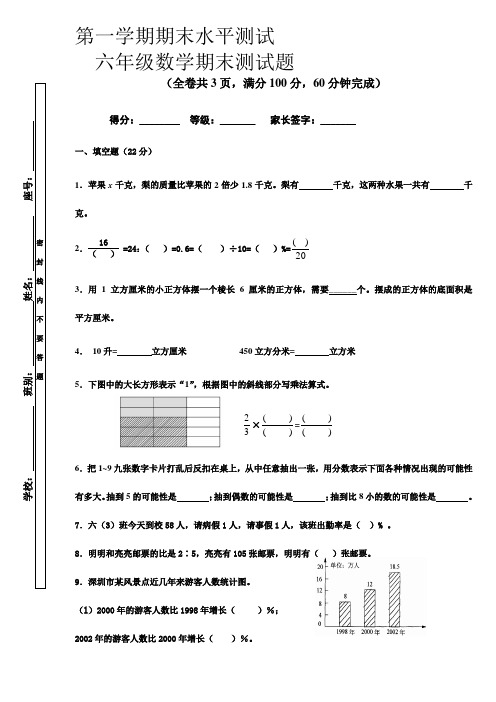 青岛版2019-2020年六年级数学上册期末模拟试卷 (1)