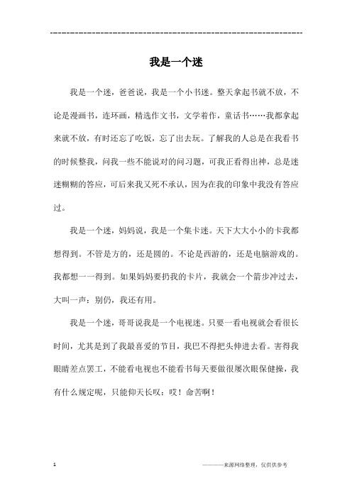 我是一个迷_四年级作文