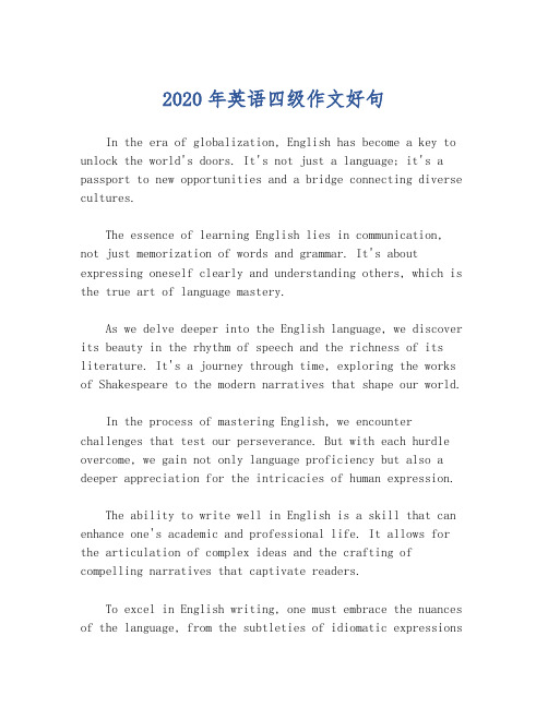 2020年英语四级作文好句