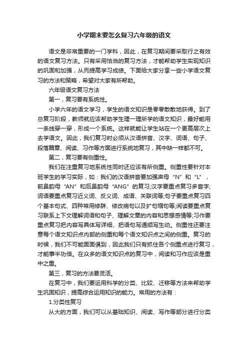 小学期末要怎么复习六年级的语文