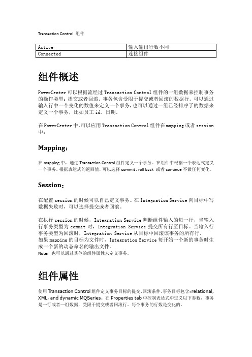 Informatica Transaction Control组件 描述