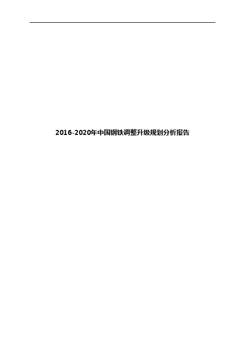 2016-2020年中国钢铁调整升级规划分析报告