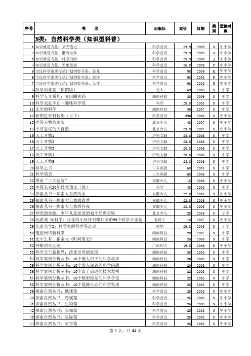 中小学科普推荐书目