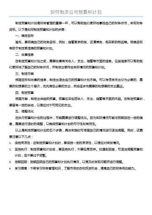 如何制定公司预算和计划