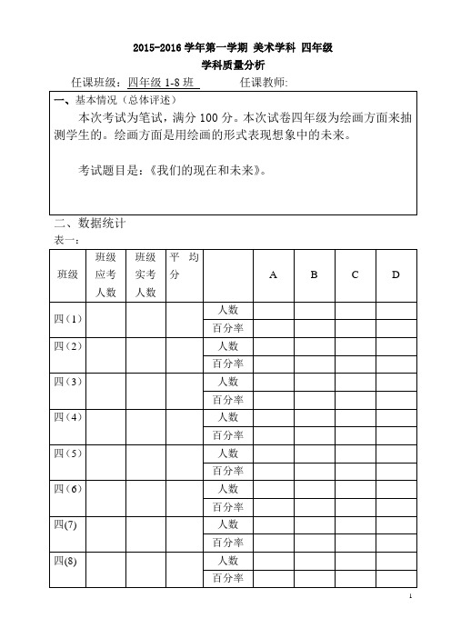 人美版 四年级美术学科质量分析