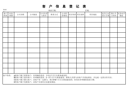 客户信息登记表