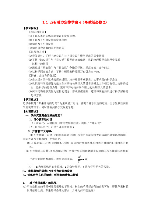 高中物理3.1万有引力定律学案4(粤教版必修2)