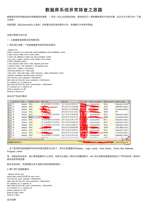 数据库系统异常排查之思路