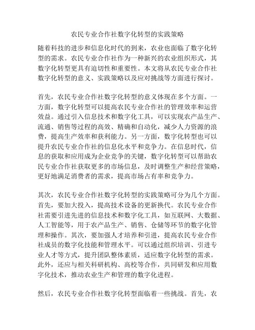 农民专业合作社数字化转型的实践策略