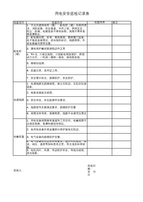 临时用电安全巡检记录表