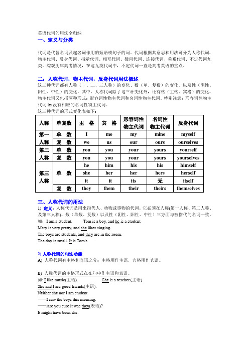 (完整)英语代词用法归纳,推荐文档