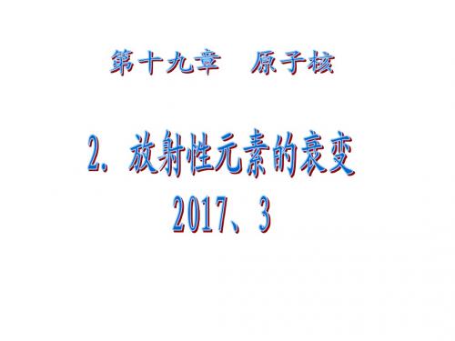 19.2放射性元素的衰变