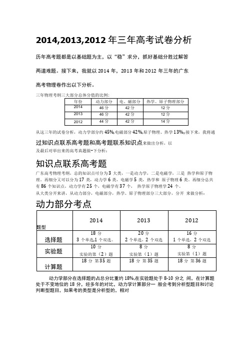 广东高考物理试卷分析与知识点.docx