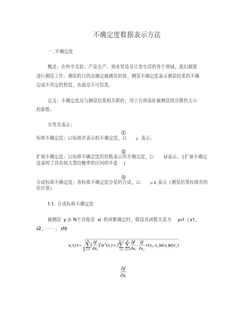 不确定度的表示方法