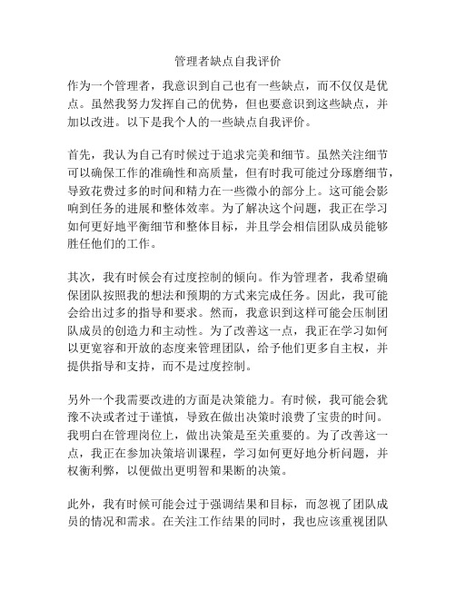 管理者缺点自我评价