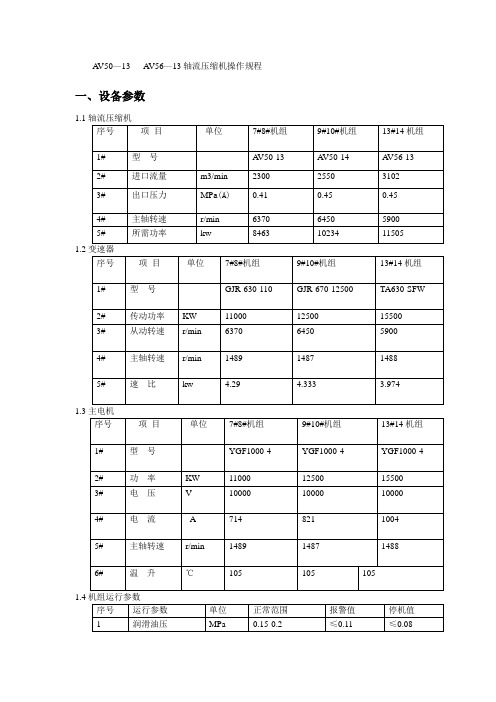 AV50—13AV56—13轴流压缩机操作规程