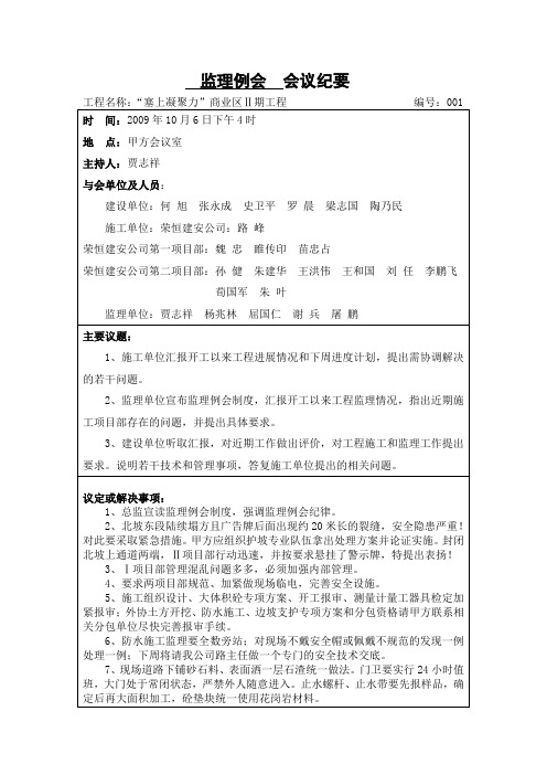 监理例会 会议纪要.001doc