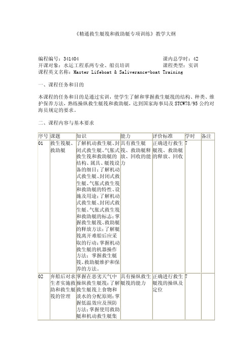 精通救生艇筏和救助艇专项训练教学大纲