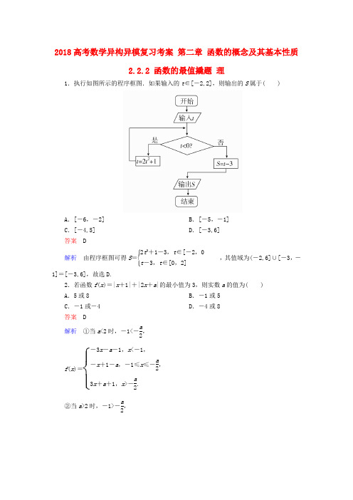 2018高考数学复习函数的概念及其基本性质2.2.2函数的最值撬题理