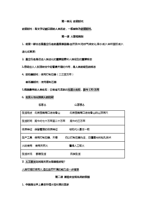 八年级上历史与社会期中复习提纲