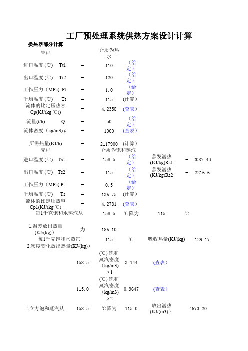 蒸汽热水换热器计算