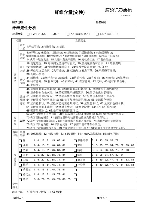 原始记录表格-纤维含量(定性)