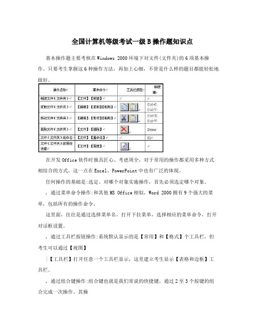 全国计算机等级考试一级B操作题知识点