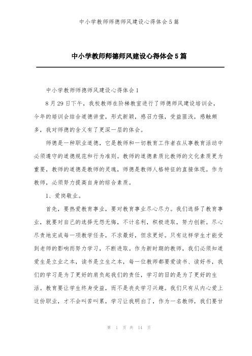 中小学教师师德师风建设心得体会5篇