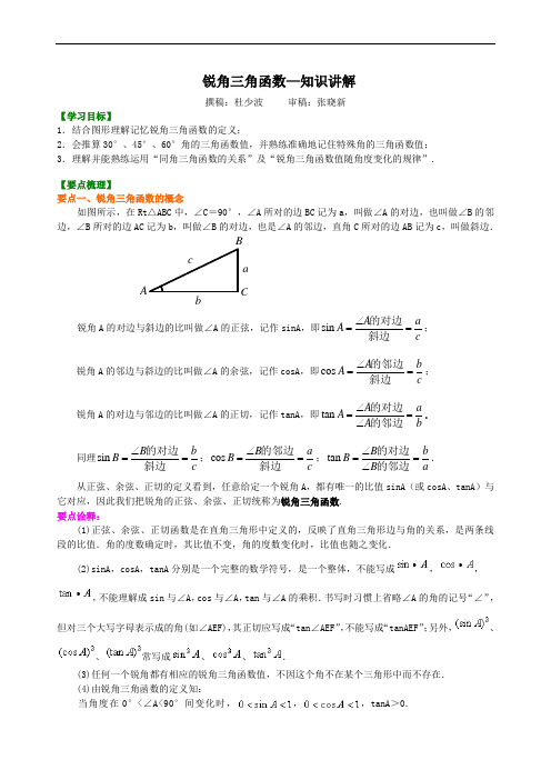 锐角三角函数—知识讲解