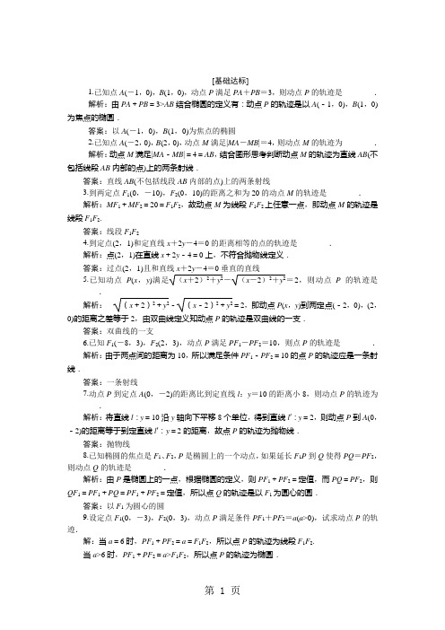 2018-2019数学苏教版选修2-1作业:第2章2.1 圆锥曲线-教育文档