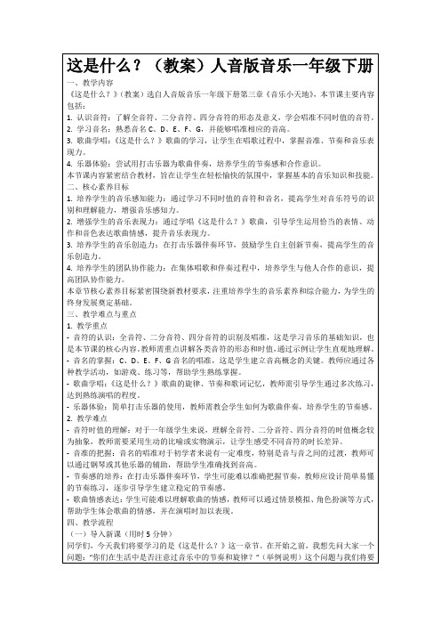 这是什么？(教案)人音版音乐一年级下册