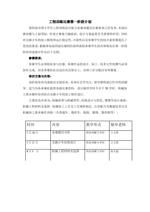 工程训练比赛第一阶段培训计划