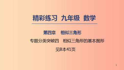 2019年秋九年级数学上册 第四章 相似三角形 专题分类突破四 相似三角形的基本图形课件(新版)浙教