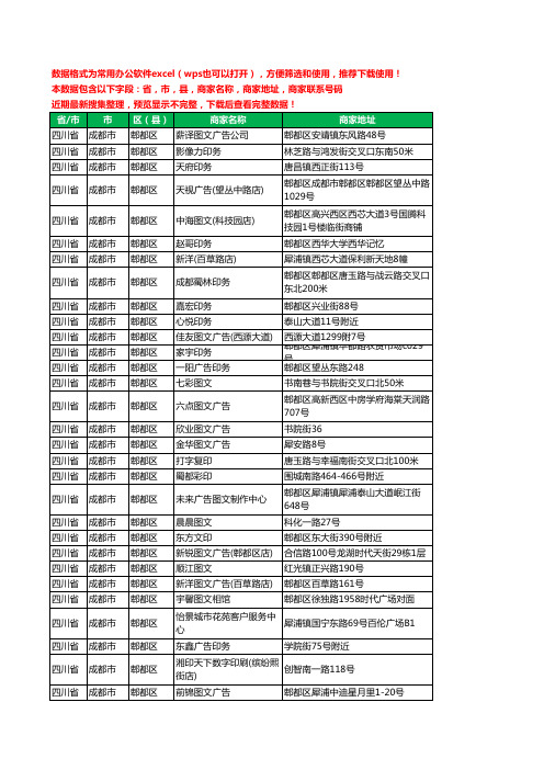 新版四川省成都市郫都区打印工商企业公司名录名单大全173家